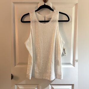NWT ON 34th White Sequin Tank Top